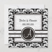 Elegant monogram Damask Save the Date Aankondiging (Voorkant)