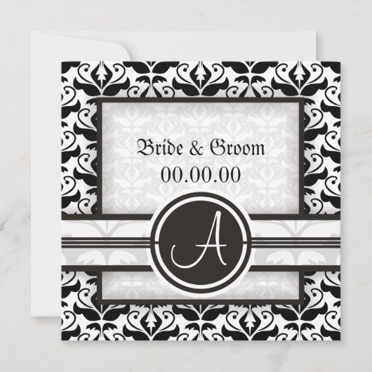 Elegant monogram Damask Save the Date Aankondiging (Voorkant)