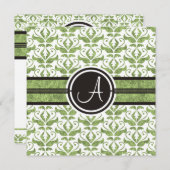 Elegant monogram Damask Save the Date Aankondiging (Voorkant / Achterkant)