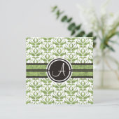 Elegant monogram Damask Save the Date Aankondiging (Staand voorkant)