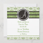 Elegant monogram Damask Save the Date Aankondiging (Achterkant)