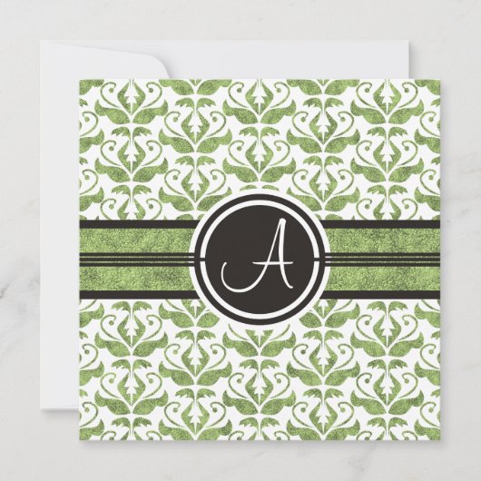 Elegant monogram Damask Save the Date Aankondiging (Voorkant)