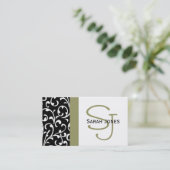 Elegant Monogram Damask Visitekaartje (Staand voorkant)