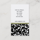 Elegant Monogram Damask Visitekaartje (Achterkant)