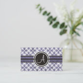 Elegant Monogram Damask Visitekaartjes (Staand voorkant)