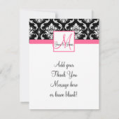 Elegant Monogram Damask Wedding Foto Dank je Bedankkaart (Achterkant)