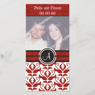 Elegant monogram Damast Bewaar de datum fotokaarte Save The Date