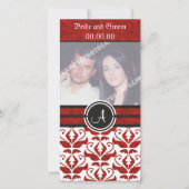 Elegant monogram Damast Bewaar de datum fotokaarte Save The Date (Voorkant)