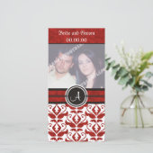 Elegant monogram Damast Bewaar de datum fotokaarte Save The Date (Staand voorkant)