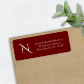 Elegant Monogram Dark Red Burgundy Return Address Etiket