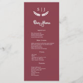 Elegant Monogram Dark Red Jewel Tone Dinner Menu (Voorkant)
