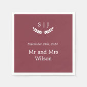 Elegant Monogram Dark Red Jewel Tone Dinner Servet (Voorkant)