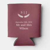 Elegant Monogram Dark Red Jewel Tone Weddenschap Blikjeskoeler (Voorkant)