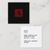 Elegant Monogram Dark Red visitekaartje (Voorkant / Achterkant)