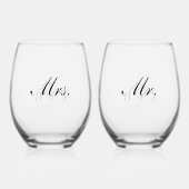 Elegant Monogram Datum Mr en Mrs Wijnglas Zonder Voet (Achterkant)