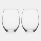 Elegant Monogram Datum Wifey Hubby Wijnglas Zonder Voet (Links)