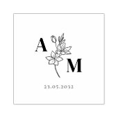 Elegant, Monogram, de Bloem van de Lijnkunst, Huwe Rubberstempel (Afrduk)