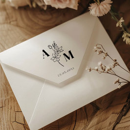 Elegant, Monogram, de Bloem van de Lijnkunst, Huwe Rubberstempel