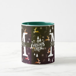 Elegant Monogram Decoratieve Kerstvakantie Mok