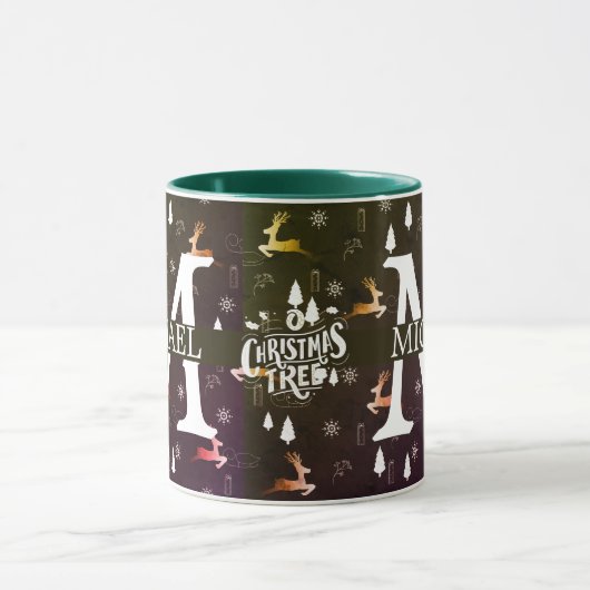 Elegant Monogram Decoratieve Kerstvakantie Mok (Midden)