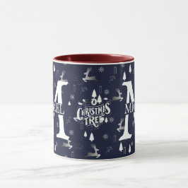 Elegant Monogram Decoratieve Kerstvakantie Mok