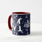 Elegant Monogram Decoratieve Kerstvakantie Mok (Voorkant links)