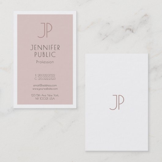 Elegant Monogram Design Beauful Plain Luxe Visitekaartje (Voorkant / Achterkant)