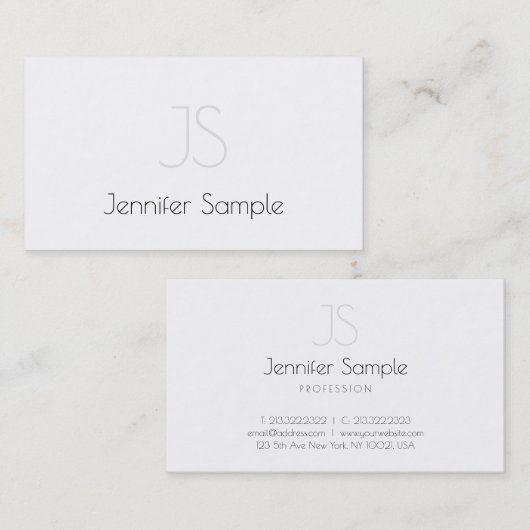 Elegant Monogram design elite Slanke Plain Luxe Visitekaartje (Voorkant / Achterkant)