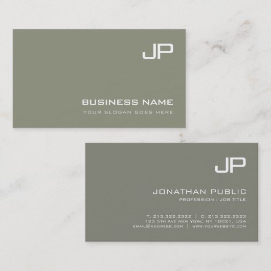 Elegant Monogram Design Modern Plain Professional Visitekaartje (Voorkant / Achterkant)