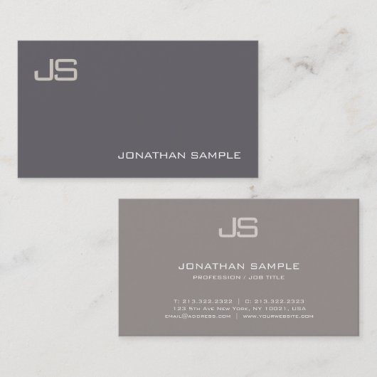 Elegant Monogram Design Modern Trendy Plain Luxe Visitekaartje (Voorkant / Achterkant)