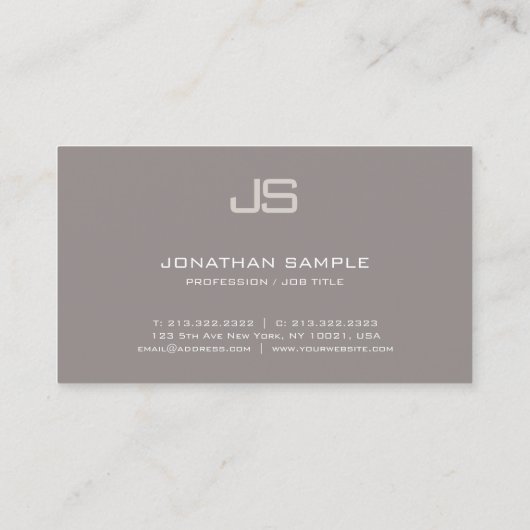 Elegant Monogram Design Modern Trendy Plain Luxe Visitekaartje (Achterkant)