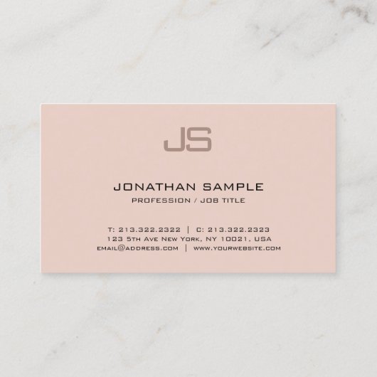 Elegant Monogram Design Trendy Modern Plain Luxe Visitekaartje (Achterkant)