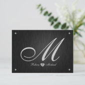 Elegant Monogram  & Diamond Wedding RSVP Cards. (Staand voorkant)