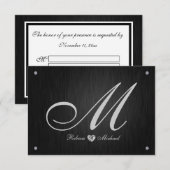 Elegant Monogram  & Diamond Wedding RSVP Cards. (Voorkant / Achterkant)