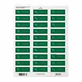 Elegant Monogram Donker Groen Retouradres Etiket (Full Sheet)