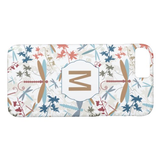 Elegant Monogram Dragonfly Patroon Case-Mate iPhone Case (Achterkant (Horizontaal))