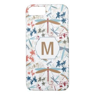 Elegant Monogram Dragonfly Patroon iPhone 8/7 Hoesje