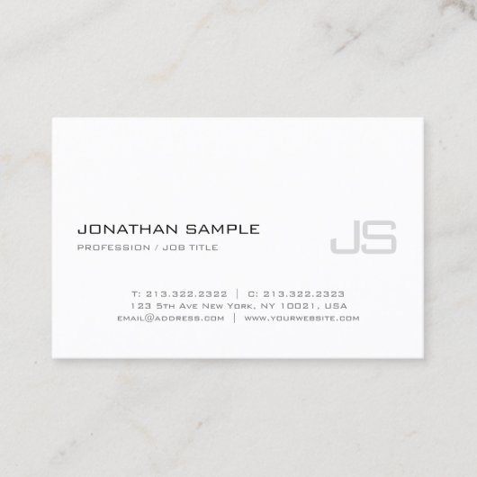 Elegant Monogram Duidelijk Modern Slank Ontwerp Po Visitekaartje (Voorkant)