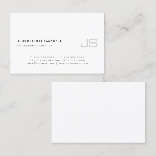 Elegant Monogram Duidelijk Modern Slank Ontwerp Po Visitekaartje (Voorkant / Achterkant)