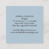 Elegant MONOGRAM Dusky Blue Floral Vierkante Visitekaartje (Achterkant)