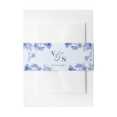 Elegant Monogram Dusty Blue Floral Wedding Uitnodigingen Wikkel (Voorkant Voorbeeld)
