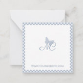 Elegant monogram Dusty Blue Gingham gepersonalisee Notitiekaartje (Achterkant)