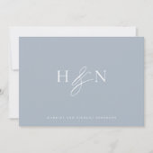 Elegant Monogram Dusty Blue Wedding Bedankkaart (Voorkant)
