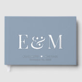 Elegant Monogram Dusty Blue Wedding Gastenboek (Voorkant)