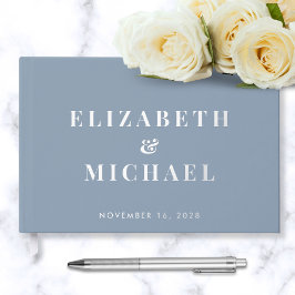 Elegant Monogram Dusty Blue Wedding Gastenboek