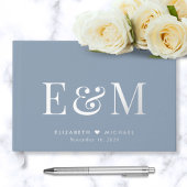 Elegant Monogram Dusty Blue Wedding Gastenboek