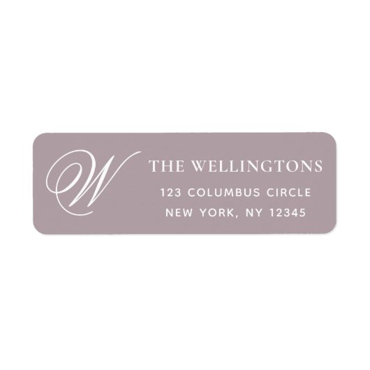 Elegant Monogram Dusty Paars Return Address Etiket (Voorkant)