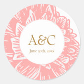 Elegant Monogram Dusty Pink Floral Wedding Sticker (Voorkant)