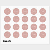 Elegant Monogram Dusty Roos Wedding Ronde Sticker (Vel)