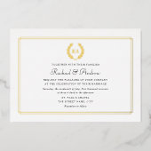 Elegant Monogram Echte Gouden Folie Trouwkrans Uitnodiging (Voorkant)